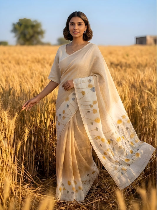Golden Flora Saree