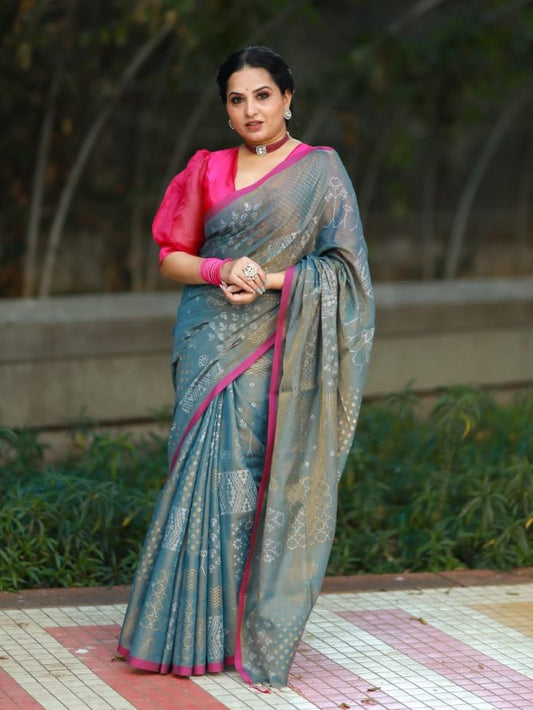 Pari grey saree