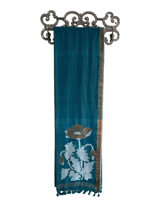Oct 2025 Teal Jamdani Saree