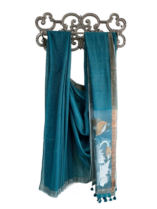 Oct 2025 Teal Jamdani Saree