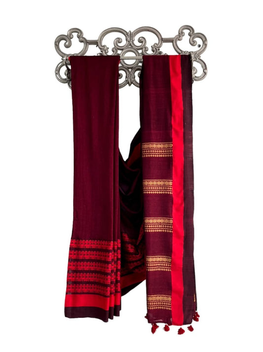 Sri 2025 Marron Jamdani Saree