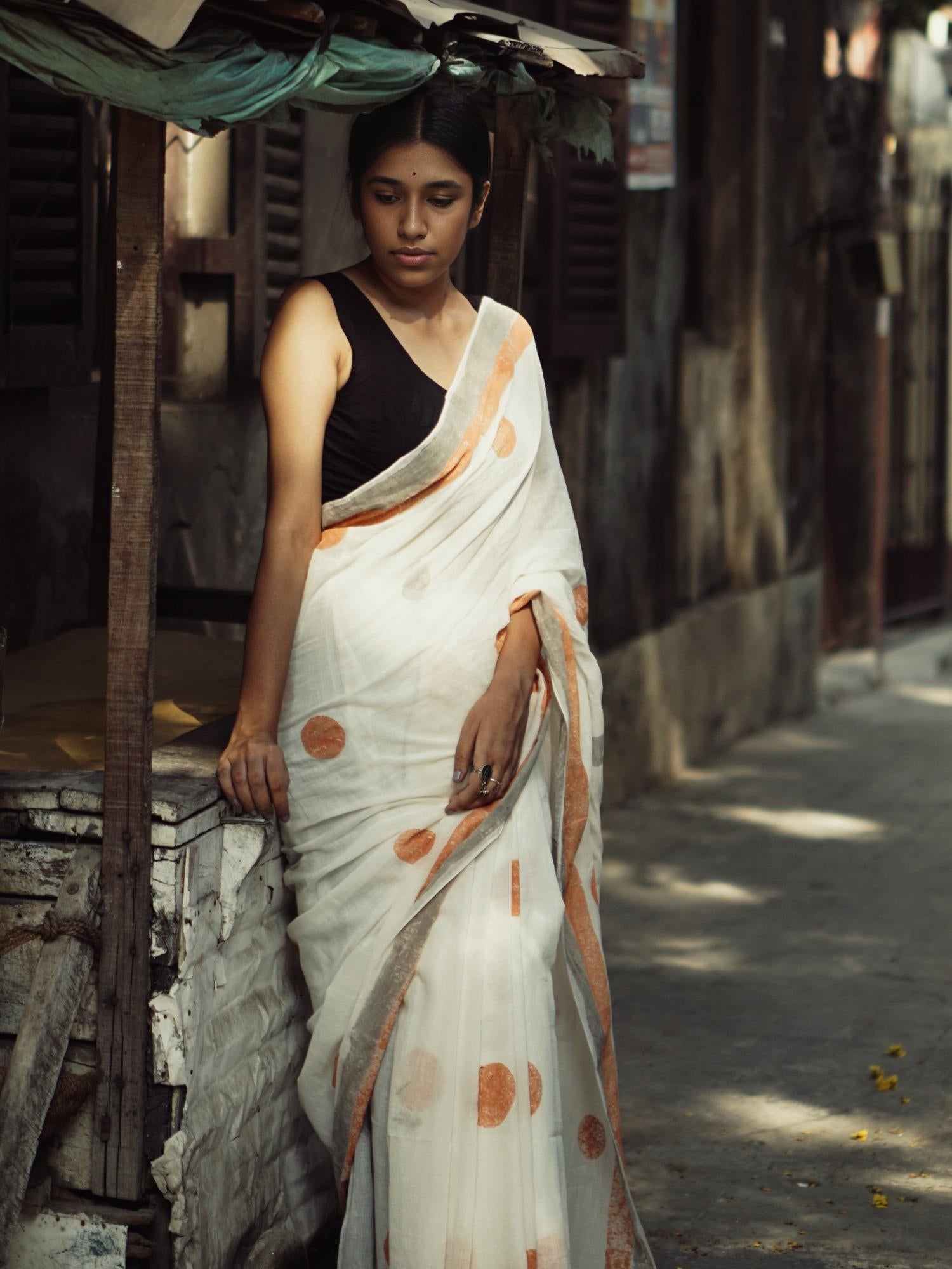 Orange-GreyGeometrySaree02