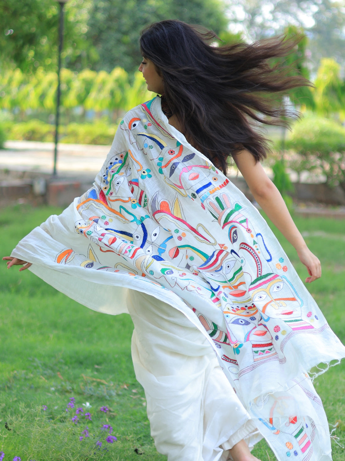 Soulweaves Kantha Faces Palla Saree
