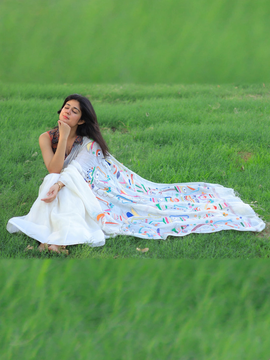 Soulweaves Kantha Faces Palla Saree