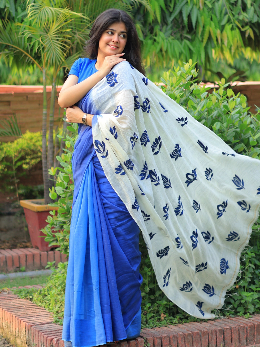 Soulweaves Kantha Indigo Saree