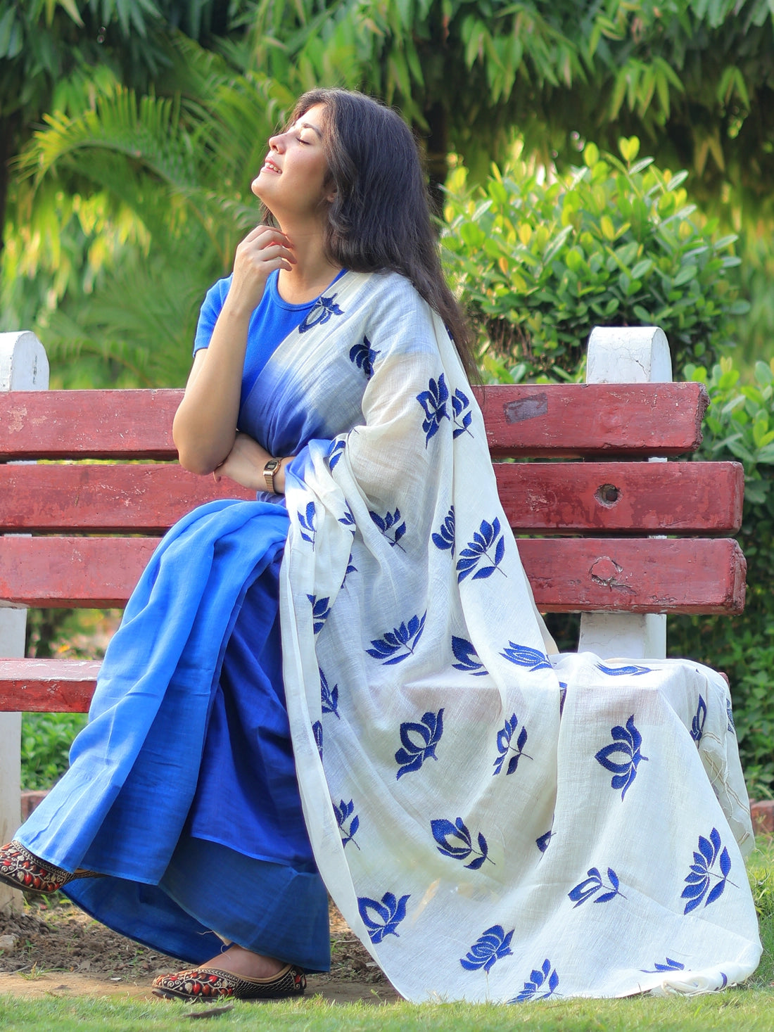 Soulweaves Kantha Indigo Saree