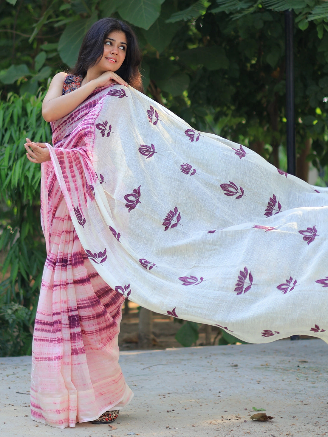 Soulweaves Kantha Plum Saree