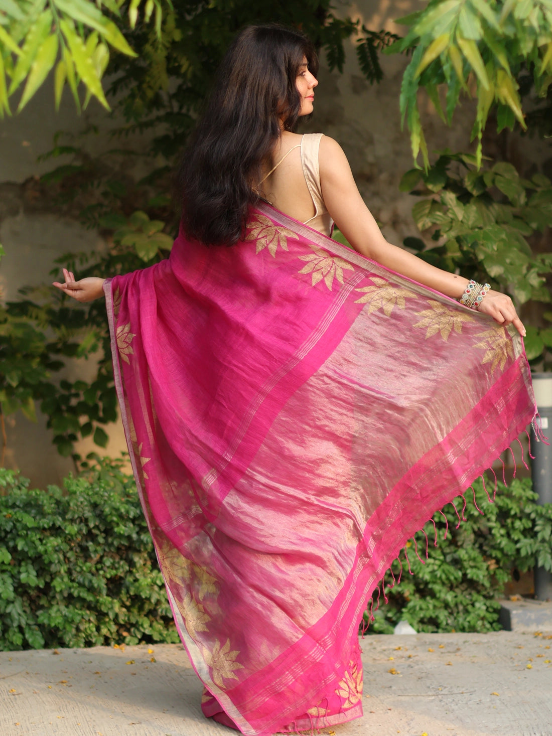 Soulweaves Lotus Fushia Saree