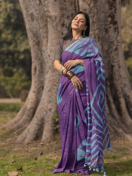 Shibori Aubergine Saree