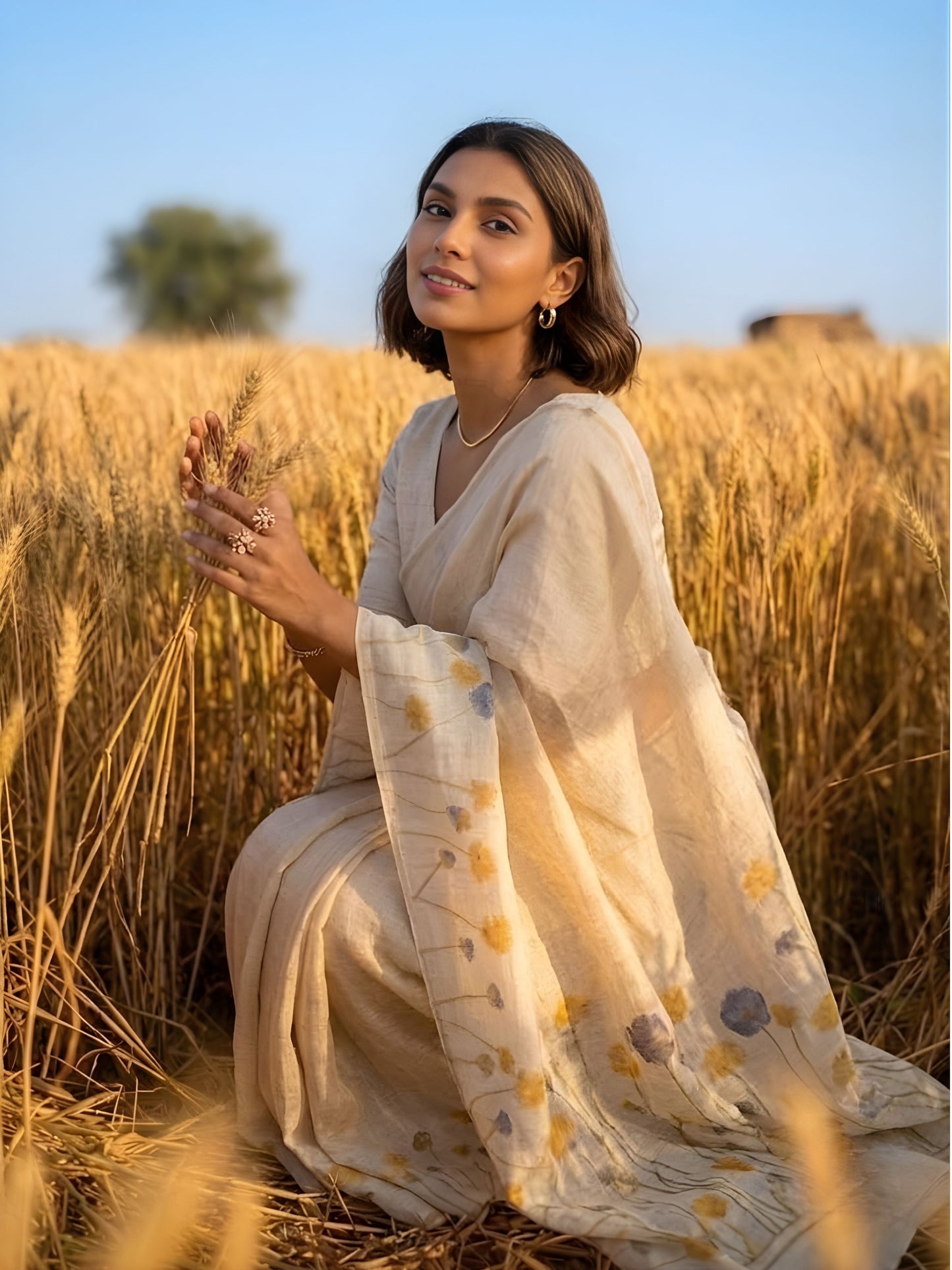 Golden Flora Saree