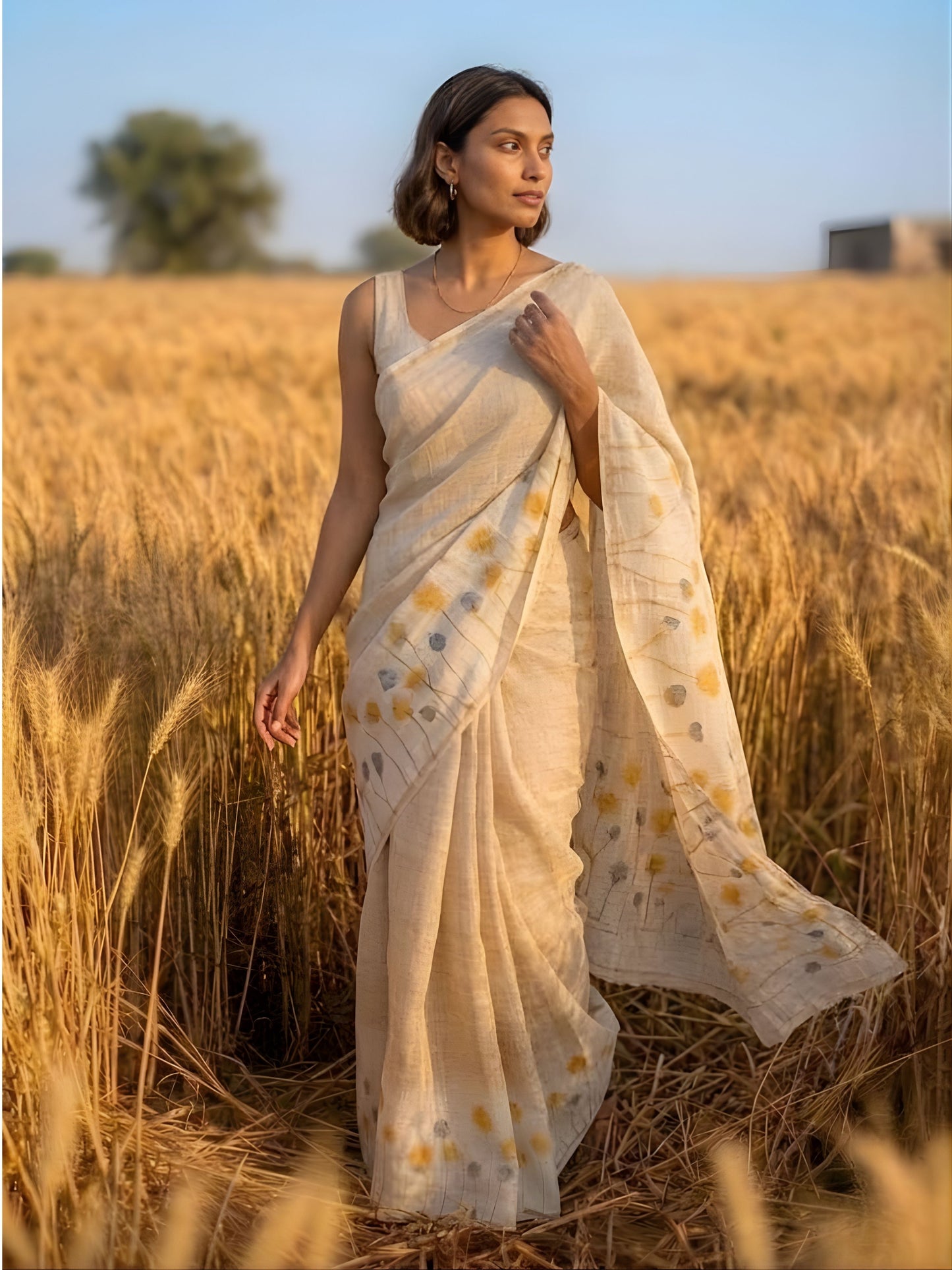 Golden Flora Saree
