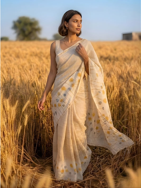 Golden Flora Saree