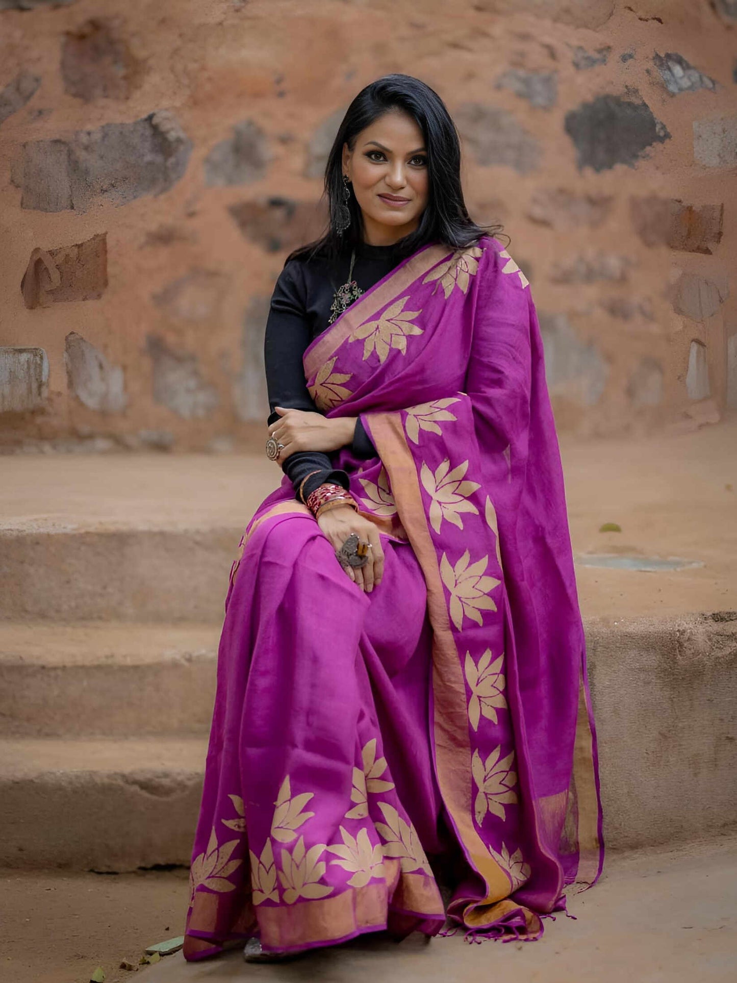 Lotus Fuschia Saree