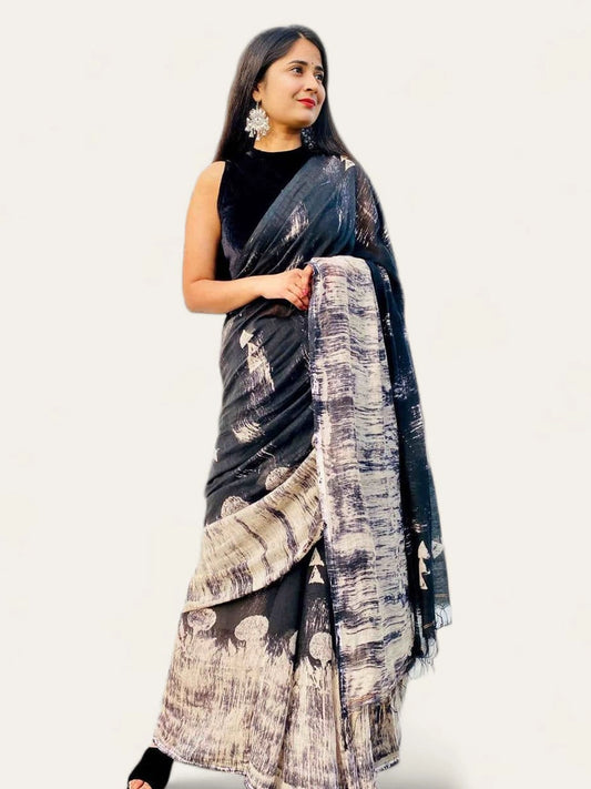 soulweaves blissful charcoal saree