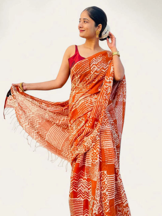 soulweaves blissful mandarin saree