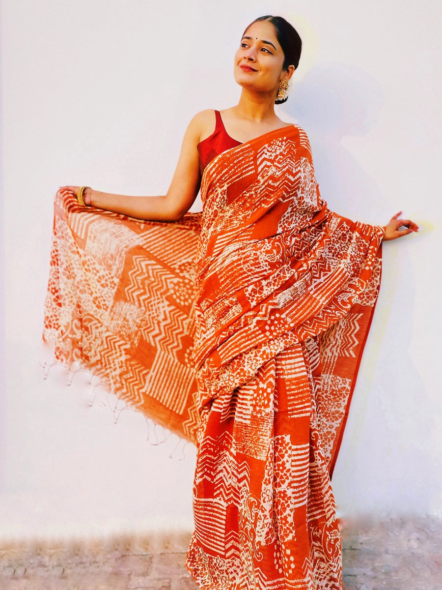 Blissful Mandarin Saree