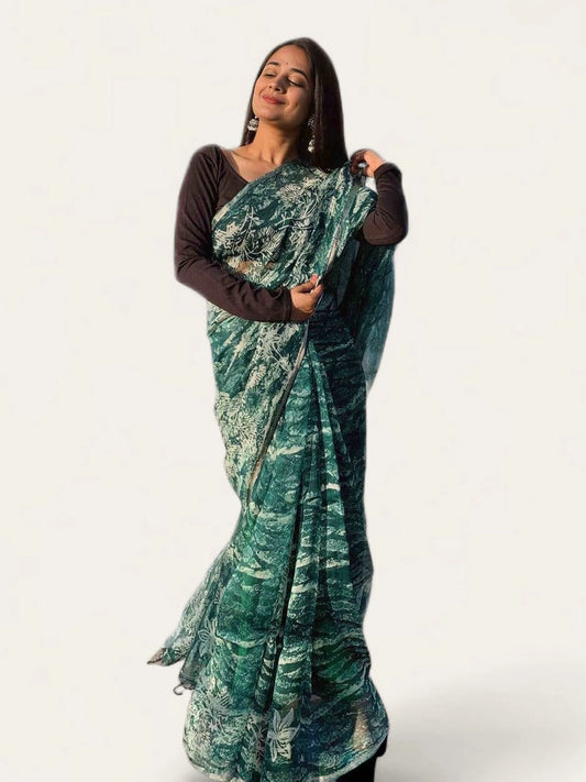 soulweaves blissful teal saree