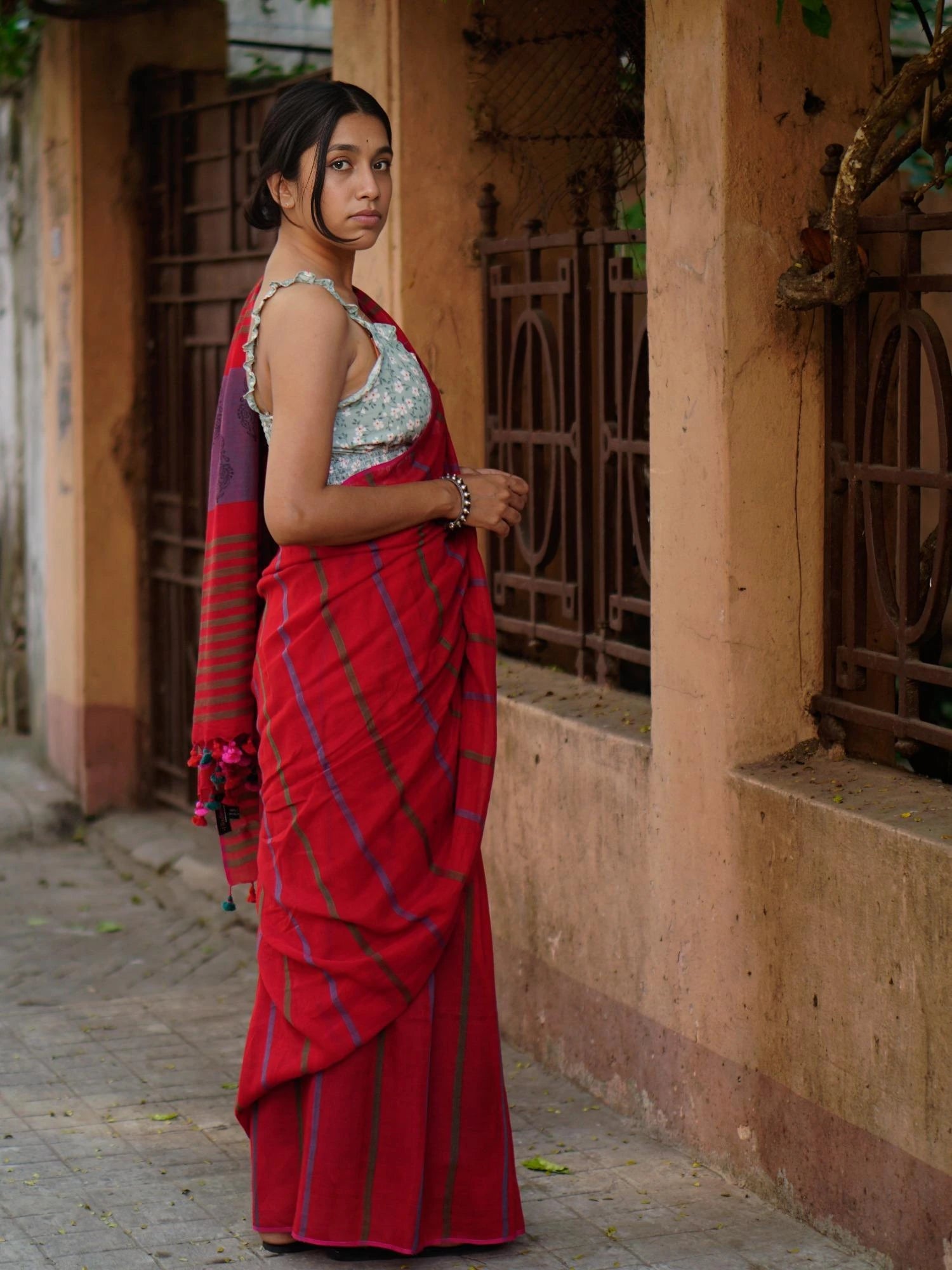 Soulweaves Red Stripes Saree Collections