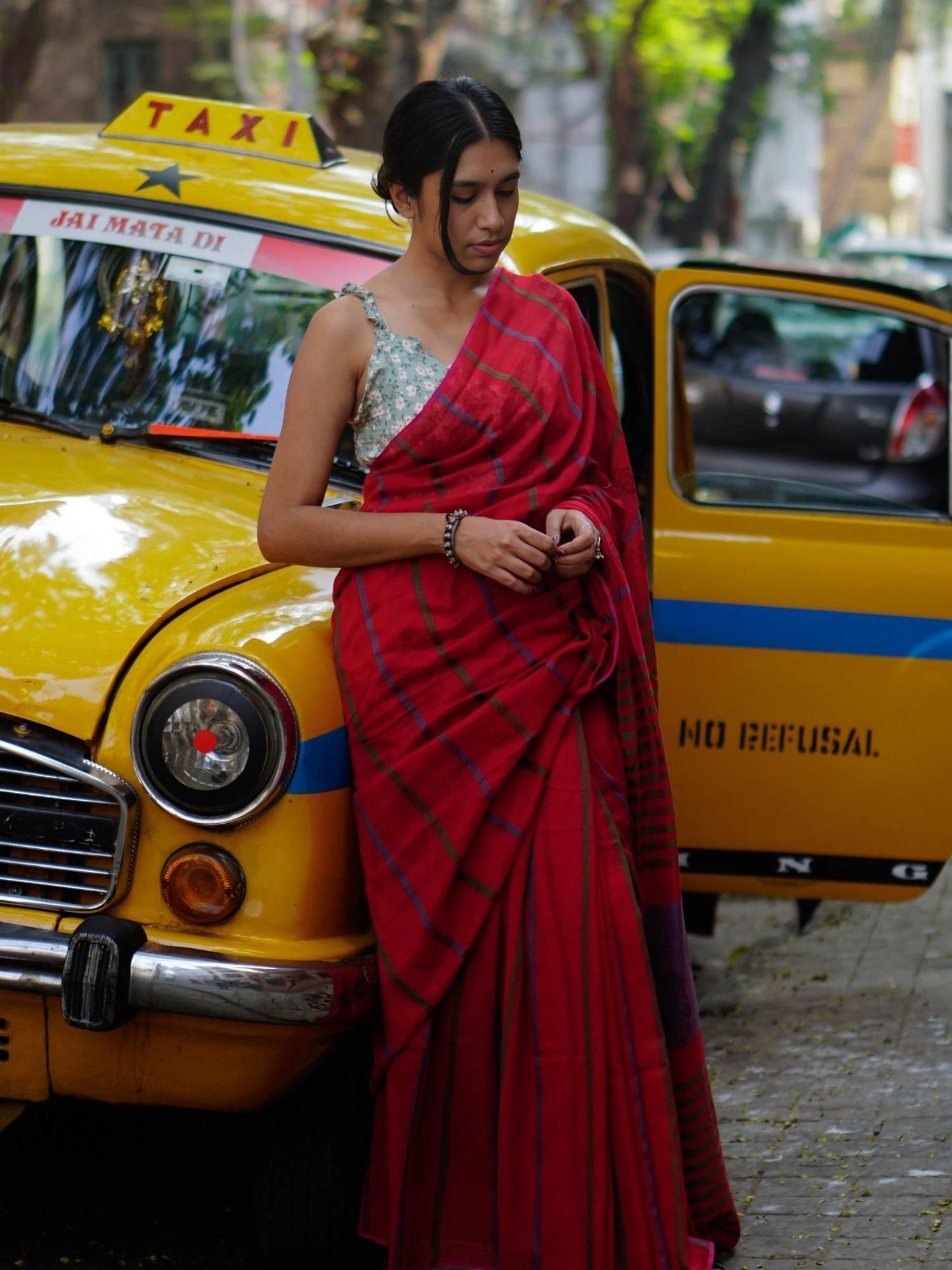 Soulweaves Red Stripes Saree Collections