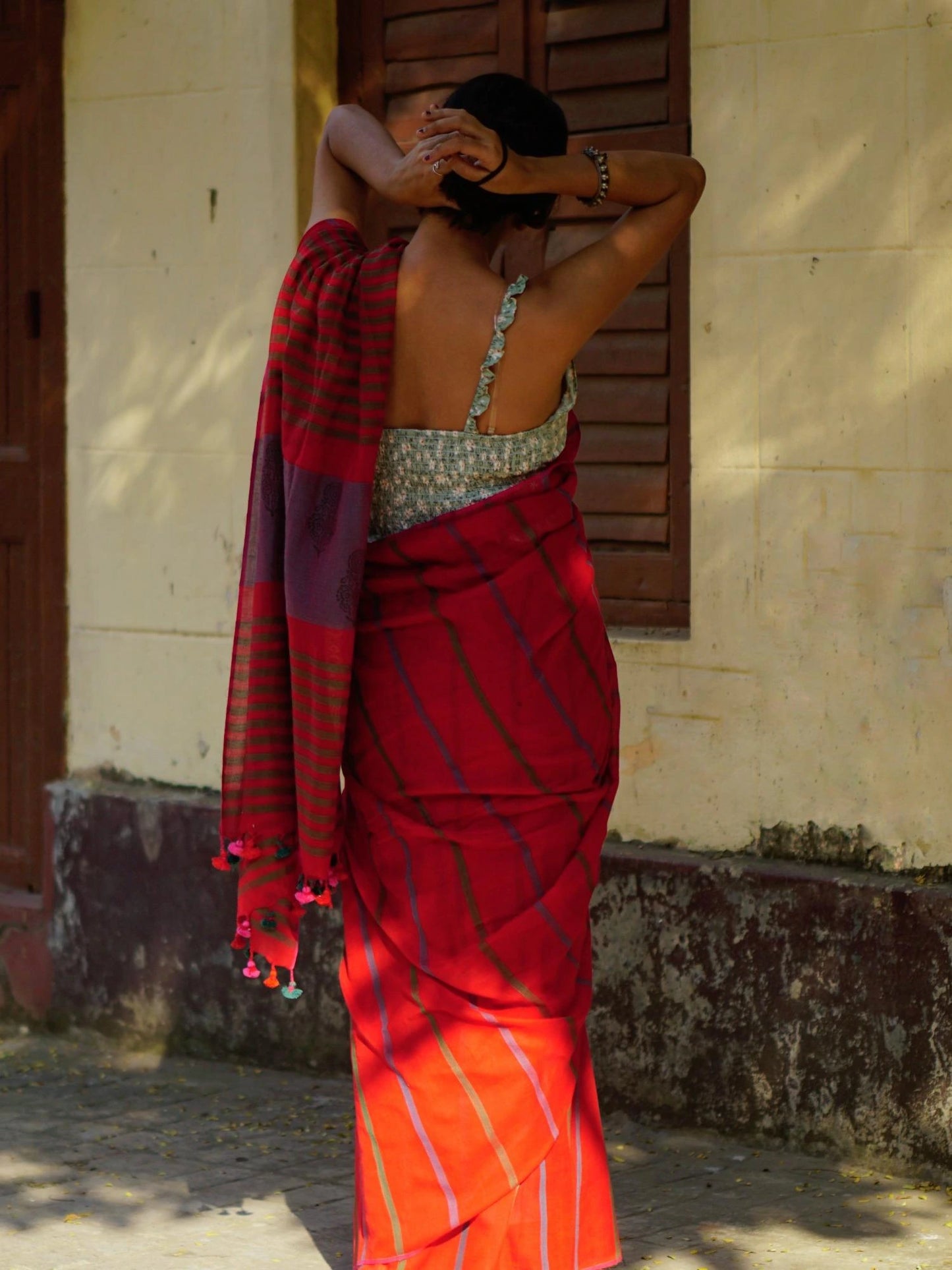 Soulweaves Red Stripes Saree Collections