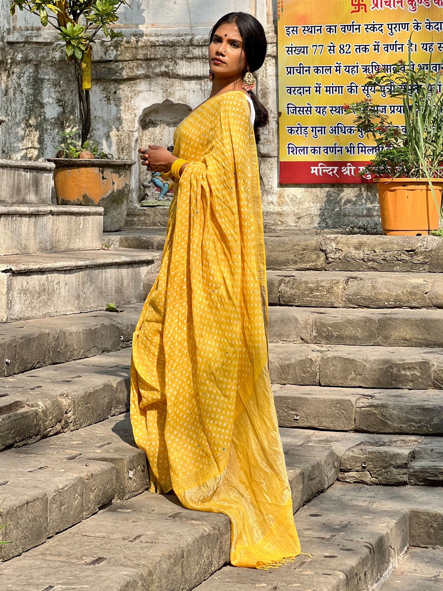 soulweaves wabi sabi yellow saree