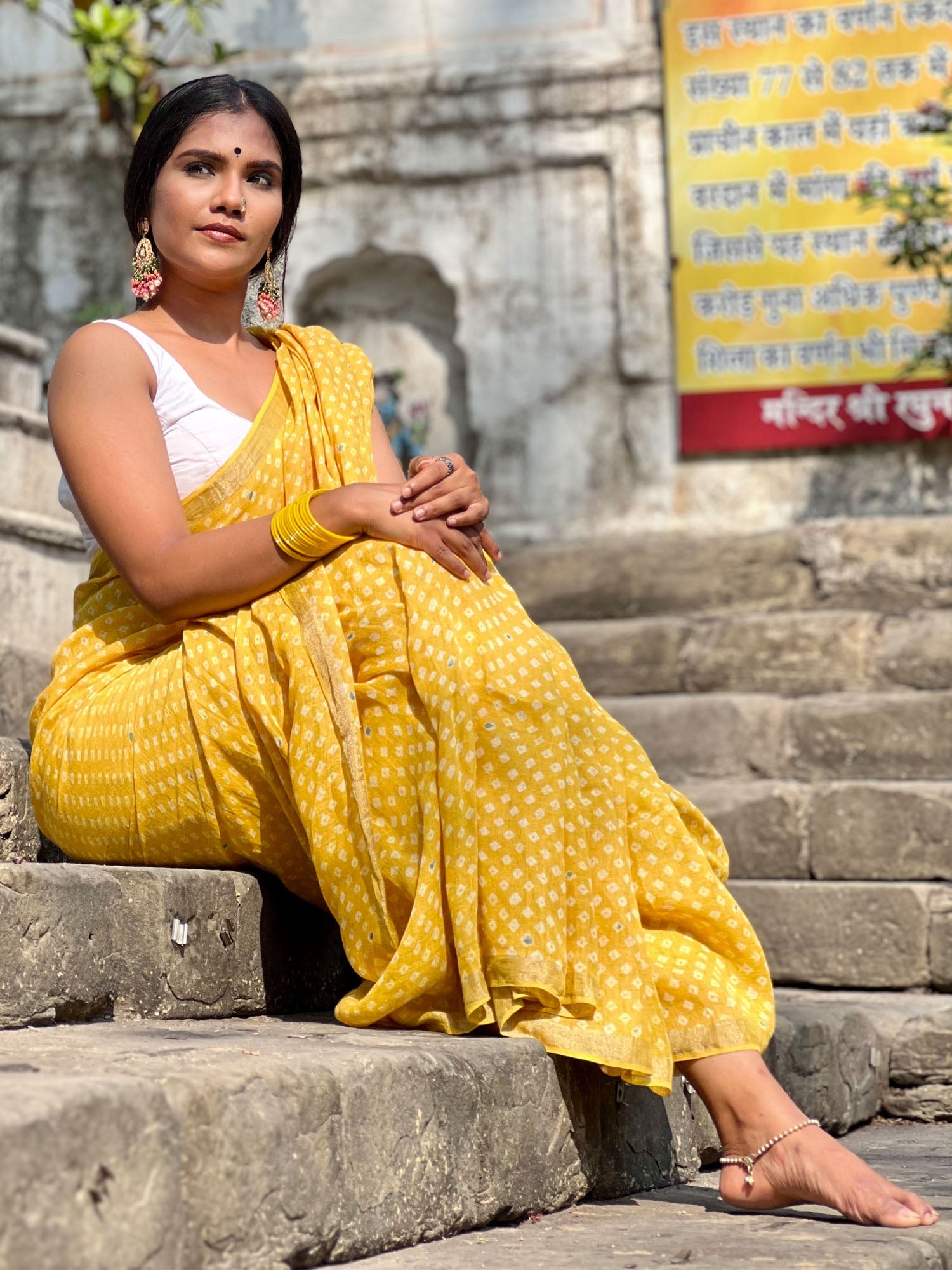 soulweaves wabi sabi yellow saree