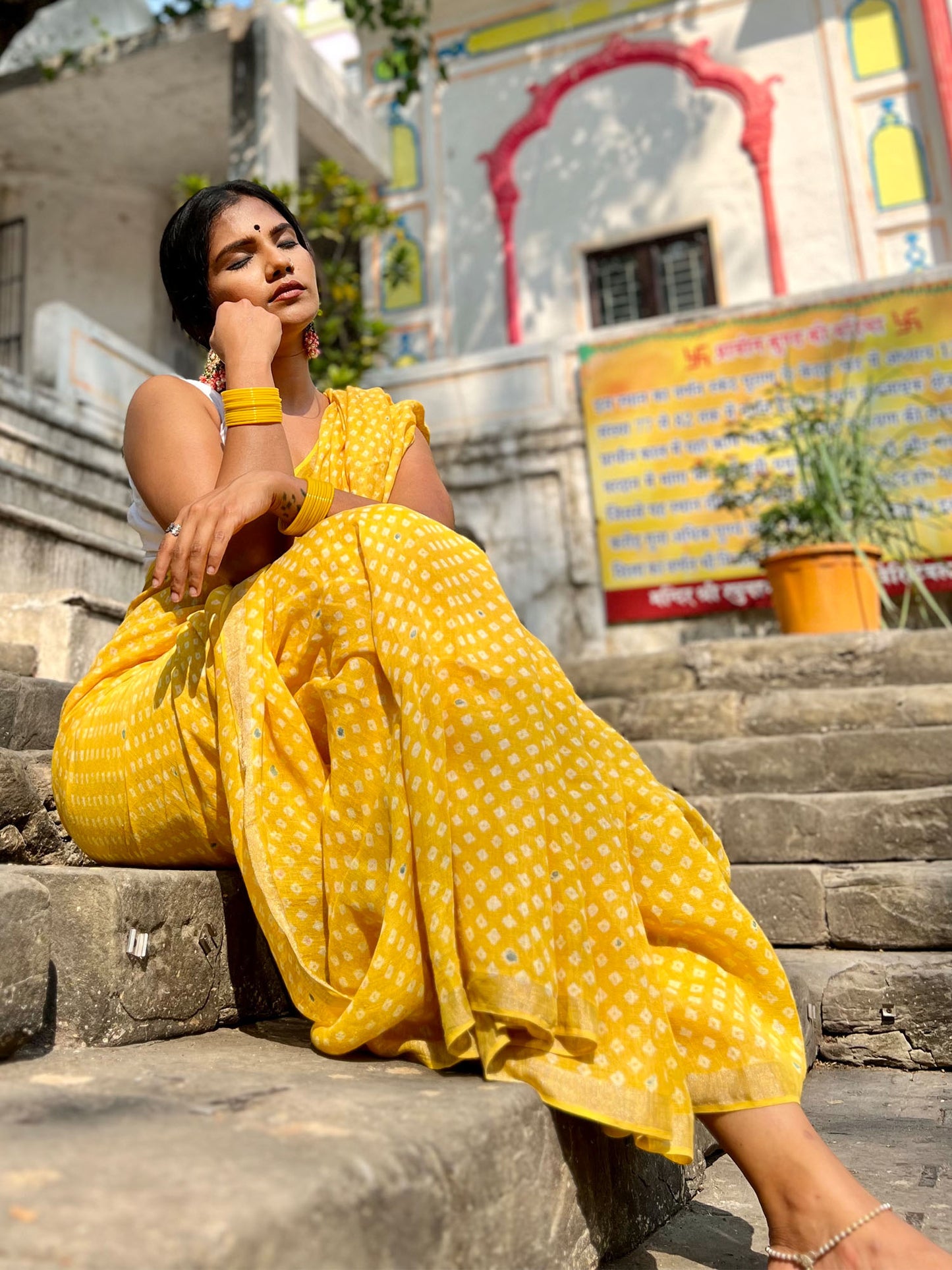 soulweaves wabi sabi yellow saree