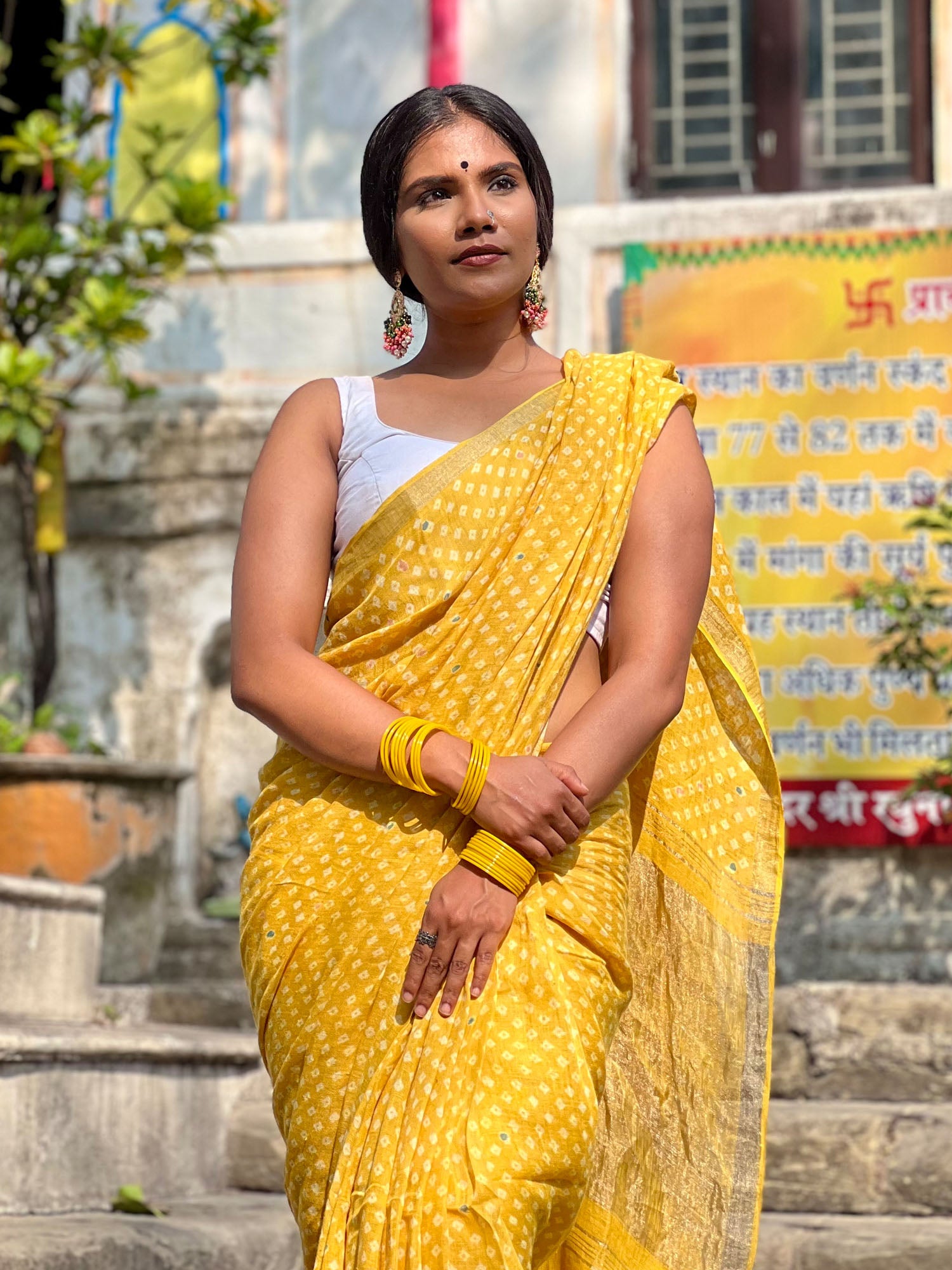 soulweaves wabi sabi yellow saree